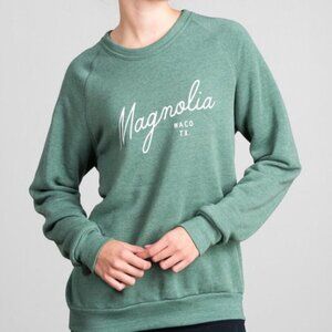 Magnolia Sweatshirt Women's Lounge Green Script Waco, Texas Size L